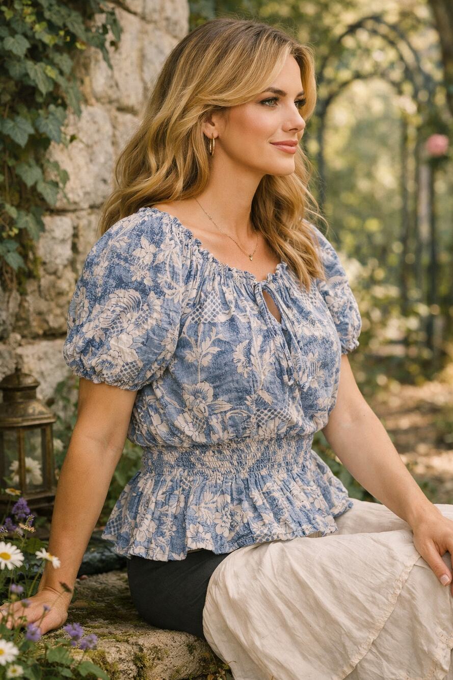 VTG Ralph Lauren Floral Ruffle Blouse 1X Cottagecore Whimsigoth Romantic Boho